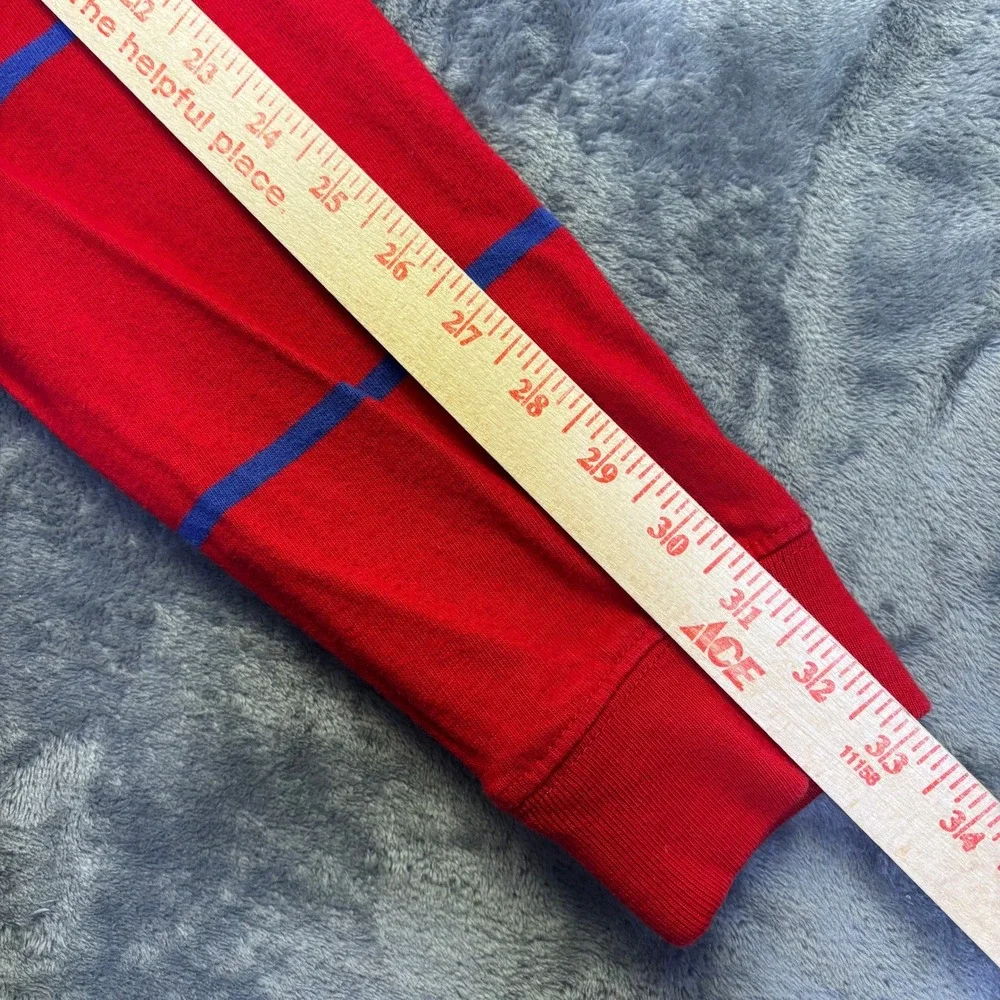 Chaps Red Blue Striped Quarter Zip Pullover‎ Sweatshirt Men's Size Medium